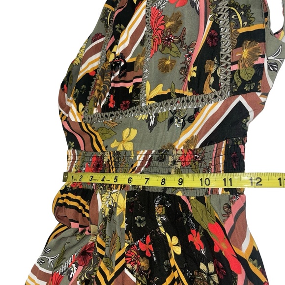 Abel The Label Floral Geometric Print Maxi Halter Top Sleeveless Dress Sz L - Picture 11 of 14